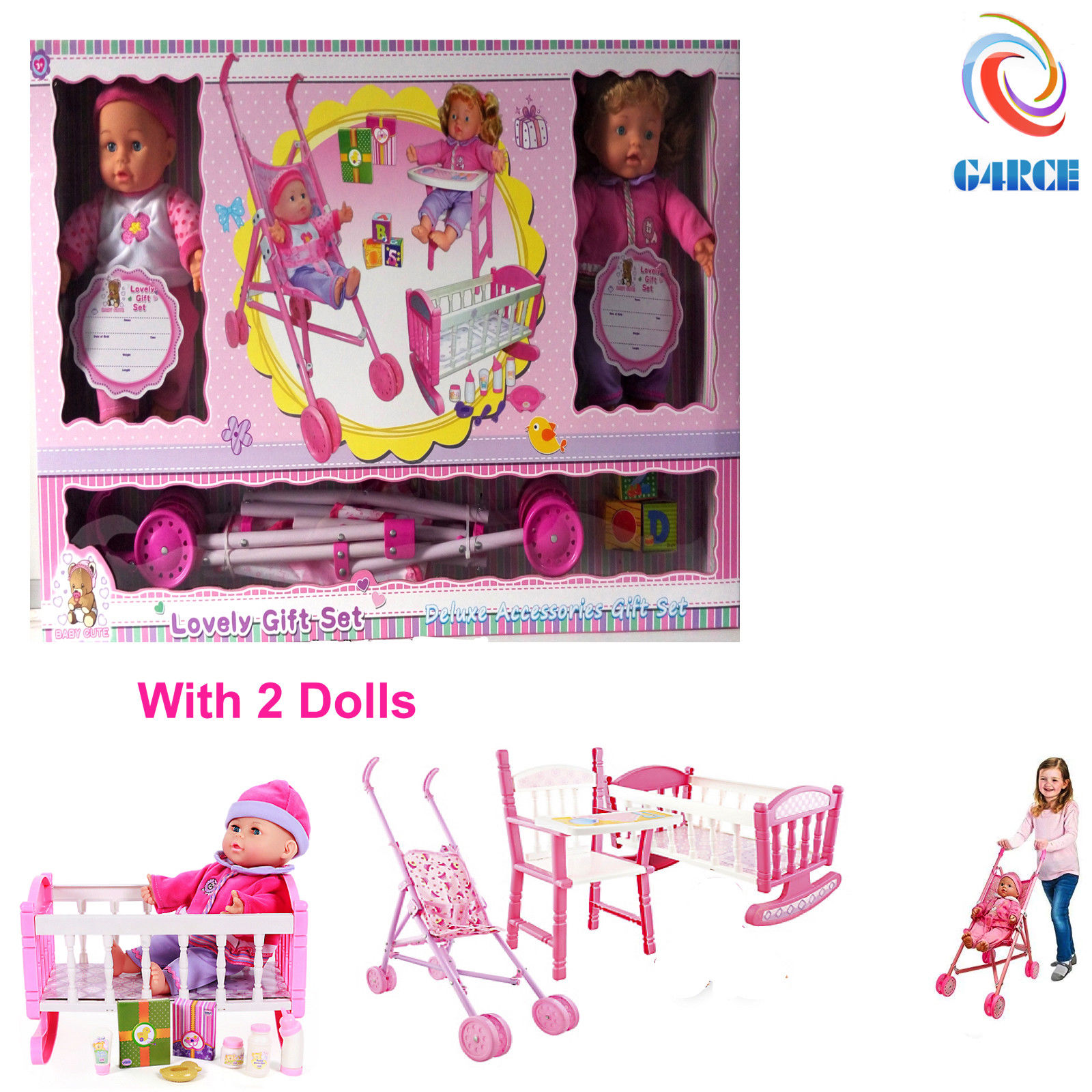 doll with stroller gift set