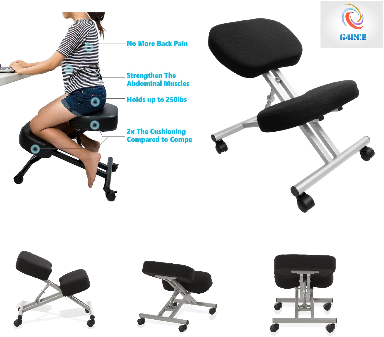 Ergonomic Orthopaedic Posture Steel Adjustable Kneeling Stool Chair